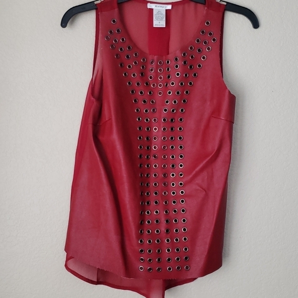 Esley Tops - Riley Red Studded Vinyl Top Small